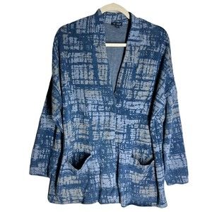 J. Jill Pure Jill Indigo Oversized Cardigan Sweater M Pettite Single Snap Button